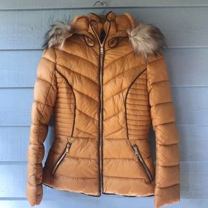 LA Coalition NEVER WORN Gold Fur Lined Puffer